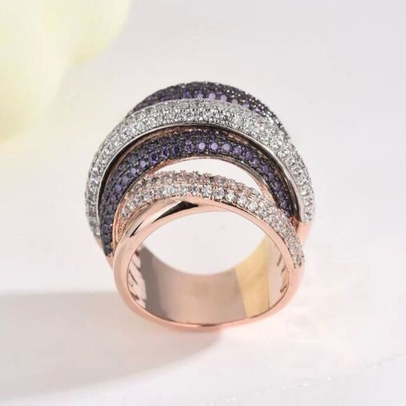 Luxurious Multi-Band Pave Ring in Multicolor Sparkle - Picture 3 of 8